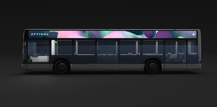 sideview of Arrival bus